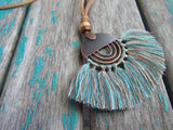 Fringe Necklace in Turquoise and Tan