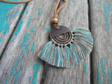 Fringe Necklace in Turquoise and Tan