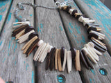 Neutral Wood Spike Necklace- Statement Necklace in Browns/Tans/Cream -READY to SHIP