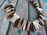 Neutral Wood Spike Necklace- Statement Necklace in Browns/Tans/Cream -READY to SHIP