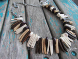 Neutral Wood Spike Necklace- Statement Necklace in Browns/Tans/Cream -READY to SHIP