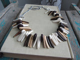 Neutral Wood Spike Necklace- Statement Necklace in Browns/Tans/Cream -READY to SHIP