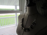 Neutral Wood Spike Necklace- Statement Necklace in Browns/Tans/Cream -READY to SHIP