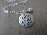 Let's Go Fly a Kite Inspiration Necklace "let's go fly a kite" - Hand-Stamped Necklace with an accent bead in your choice of colors