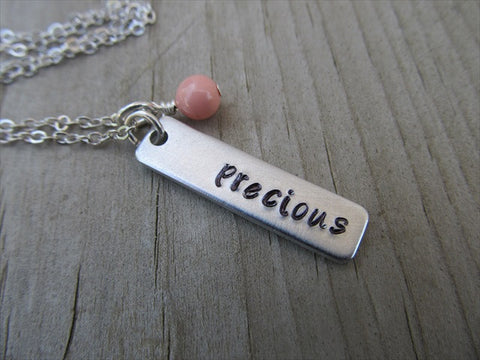 Precious Inspiration Necklace "precious"- Hand-Stamped Necklace with an accent bead of your choice
