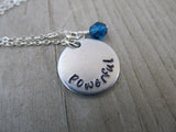 Powerful Inspiration Necklace- "powerful" - Hand-Stamped Necklace with an accent bead in your choice of colors