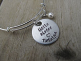 Little Sister Bracelet- Personalized Bracelet "little sister" with a name of your choice and an accent bead of your choice