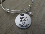 Little Sister Bracelet- Personalized Bracelet "little sister" with a name of your choice and an accent bead of your choice