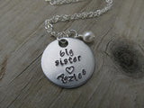 Personalized Big Sister Necklace- hand-stamped "big sister" with a name of your choice and accent bead - Personalized Gift