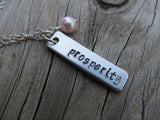 Prosperity Inspiration Necklace-"prosperity" - Hand-Stamped Necklace with an accent bead of your choice