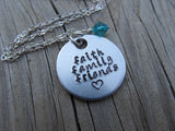 Faith Family Friends Inspiration Necklace- "faith family friends" with a stamped heart  - Hand-Stamped Necklace with an accent bead in your choice of colors