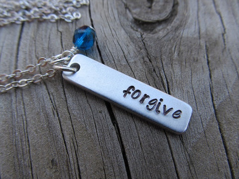 Forgive Inspiration Necklace-"forgive" - Hand-Stamped Necklace with an accent bead of your choice