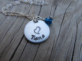 Nana Inspiration Necklace- "Nana" with a stamped heart - Hand-Stamped Necklace with an accent bead in your choice of colors
