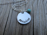 Genuine Inspiration Necklace- "genuine" - Hand-Stamped Necklace with an accent bead in your choice of colors