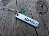 Glamour Inspiration Necklace-"glamour" - Hand-Stamped Necklace with an accent bead of your choice