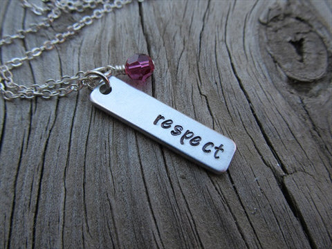 Respect Inspiration Necklace-"respect" - Hand-Stamped Necklace with an accent bead of your choice