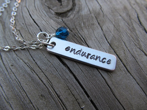 Endurance Inspiration Necklace-"endurance" - Hand-Stamped Necklace with an accent bead of your choice