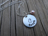 Teach Inspiration Necklace- "teach" with a stamped heart - Hand-Stamped Necklace with an accent bead in your choice of colors