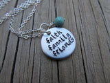 Faith Family Friends Inspiration Necklace- "faith family friends"- Hand-Stamped Necklace with an accent bead in your choice of colors