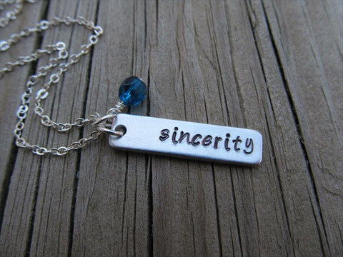 Sincerity Inspiration Necklace-"sincerity" - Hand-Stamped Necklace with an accent bead of your choice