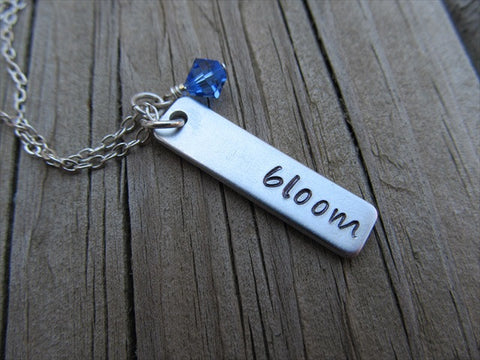Bloom Inspiration Necklace-"bloom" - Hand-Stamped Necklace with an accent bead of your choice