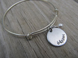 Bloom Inspiration Bracelet- "bloom"  - Hand-Stamped Bracelet  -Adjustable Bangle Bracelet with an accent bead of your choice