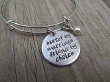 Sister in Law Bracelet- "sister by marriage friend by choice" - Hand-Stamped Bracelet- Adjustable Bangle Bracelet with an accent bead in your choice of colors