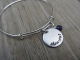 Glamour Inspiration Bracelet- "glamour" - Hand-Stamped Bracelet  -Adjustable Bangle Bracelet with an accent bead of your choice