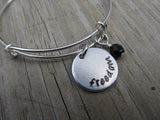 Freedom Inspiration Bracelet- "freedom" - Hand-Stamped Bracelet  -Adjustable Bangle Bracelet with an accent bead of your choice