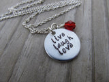 Live Laugh Love Inspiration Necklace- "live laugh love" - Hand-Stamped Necklace with an accent bead in your choice of colors