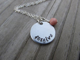 Forgive Inspiration Necklace- "forgive" - Hand-Stamped Necklace with an accent bead in your choice of colors