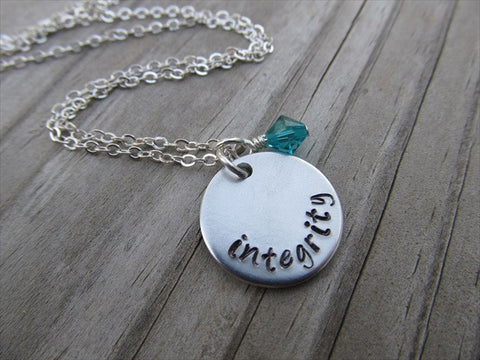 Integrity Inspiration Necklace- "integrity" - Hand-Stamped Necklace with an accent bead in your choice of colors