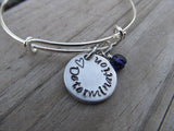 Determination Inspiration Bracelet- "♥ Determination" - Hand-Stamped Bracelet- Adjustable Bangle Bracelet with an accent bead of your choice