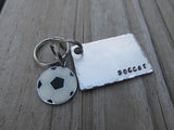 Soccer Keychain- Gift For Soccer Player or Fan- Keychain- with the name of your choice or "soccer" with soccer ball charm- Keychain