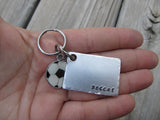 Soccer Keychain- Gift For Soccer Player or Fan- Keychain- with the name of your choice or "soccer" with soccer ball charm- Keychain