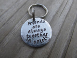 Small Friendship Keychain "friends are always together in spirit" - Small Circle Keychain - Hand Stamped Metal Keychain