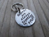 Small Friendship Keychain "friends are always together in spirit" - Small Circle Keychain - Hand Stamped Metal Keychain