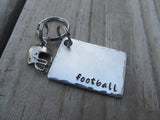 Football Keychain- Gift For Football Player or Fan- Keychain- with the name of your choice or "football" with football helmet charm- Keychain