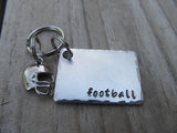 Football Keychain- Gift For Football Player or Fan- Keychain- with the name of your choice or "football" with football helmet charm- Keychain