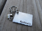 Football Keychain- Gift For Football Player or Fan- Keychain- with the name of your choice or "football" with football helmet charm- Keychain