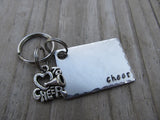 Cheerleading Keychain- Gift For Cheerleader- Keychain- with the name of your choice or "cheer" with cheerleading charm- Keychain