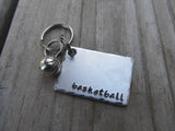 Basketball Keychain- Gift For Basketball Fan- Keychain- with the name of your choice or "basketball" with basketball charm- Keychain