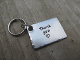 Thank You Inspirational Keychain- "Thank you" with a stamped heart - Hand Stamped Metal Keychain