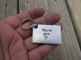 Thank You Inspirational Keychain- "Thank you" with a stamped heart - Hand Stamped Metal Keychain