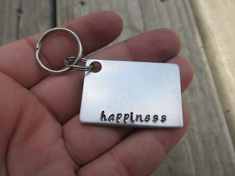 Happiness Inspirational Keychain- happiness - Hand Stamped Metal Key –  Jenn's Handmade Jewelry