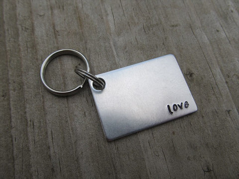 Love Inspirational Keychain- "love" - Hand Stamped Metal Keychain