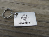 Personalized Big Sister Keychain- "big sister " and a name of your choice - Hand Stamped Metal Keychain