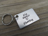 Personalized Big Sister Keychain- "big sister " and a name of your choice - Hand Stamped Metal Keychain