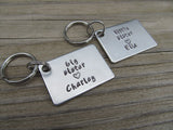 Personalized Sisters Keychains- 2 Keychain Set- "big sister", "little sister" -each with a heart and a name of your choice