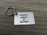 Personalized Middle Sister Keychain- "middle sister " and a name of your choice - Hand Stamped Metal Keychain